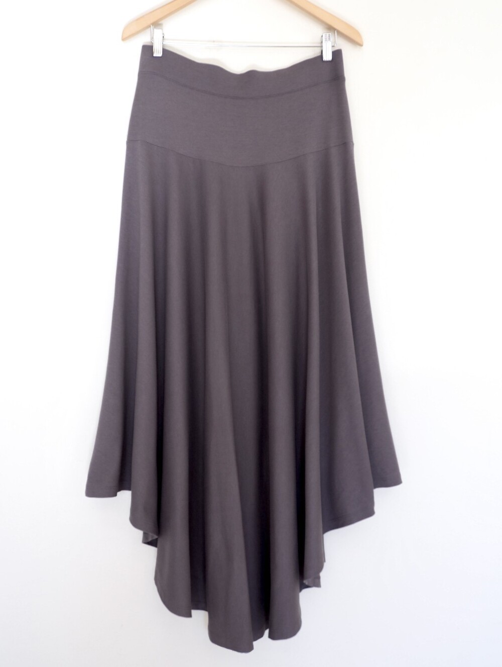 Peruvian Connection Pima Cotton Flared Maxi Skirt Yoke Handkerchief Hem Large